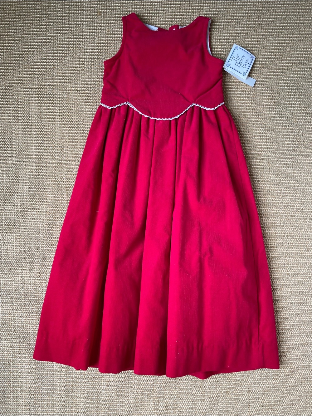 The Bailey Boys Christmas red corduroy dress with white trim NWT 4